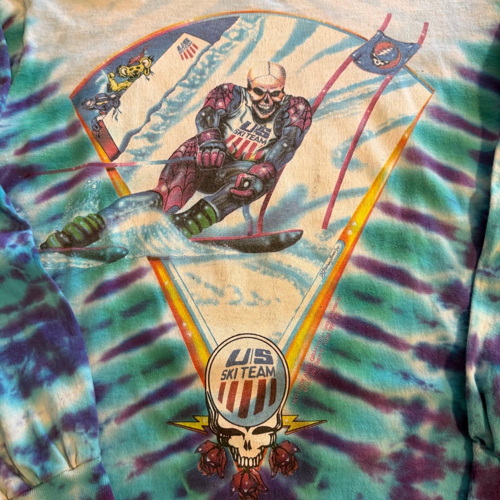 Vintage Grateful Dead US Ski Team Winter Tour Tie Dye Shirt Large Single Stitch - Picture 11 of 11